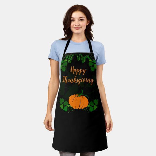 Happy Thanksgiving met Pumpkin Schort (Gedragen)