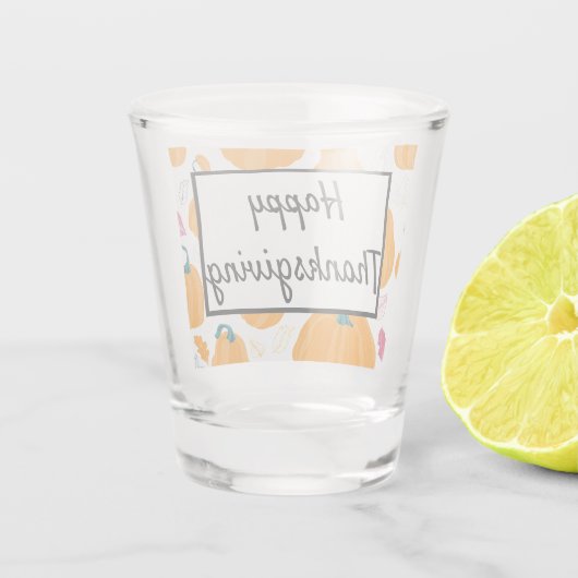 Happy Thanksgiving met Pumpkins Shot Glas (Achterkant)