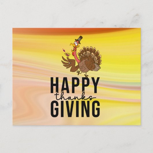 Happy Thanksgiving met Turkije maakt wijn grappig Feestdagenkaart (Voorkant)