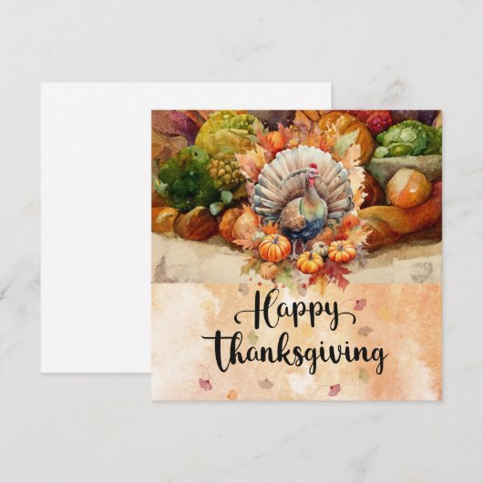 Happy Thanksgiving met Turkije waterverf Feestdagenkaart (Voorkant / Achterkant)