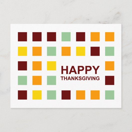Happy Thanksgiving Mod Squares Briefkaart (Voorkant)