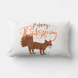 Happy Thanksgiving Modern Fun Cat Turkije Kussen