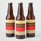 Happy Thanksgiving, modern kleurenblok Bier Etiket (Flessen)