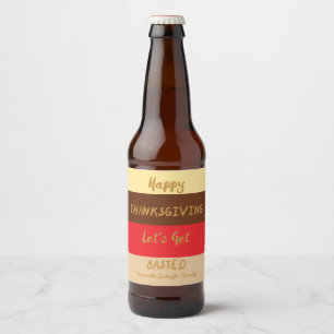Happy Thanksgiving, modern kleurenblok Bier Etiket