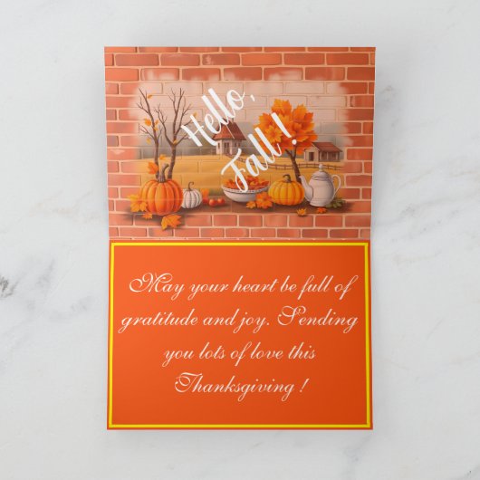 Happy Thanksgiving Modern Mooie Herfst Kaart (Binnen)