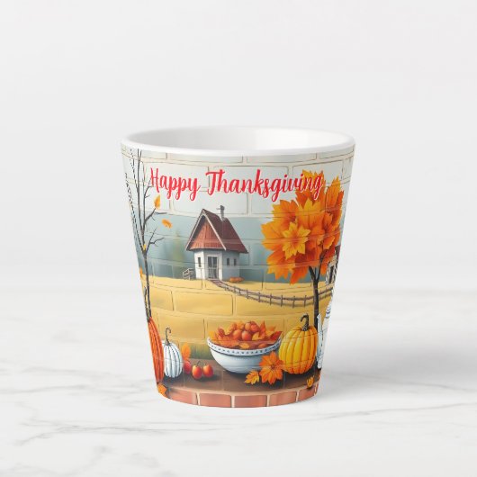 Happy Thanksgiving Modern Mooie Herfst Latte Mok (Voorkant)