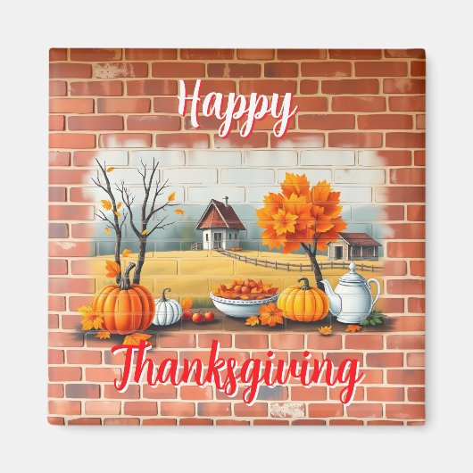 Happy Thanksgiving Modern Mooie Herfst Magneet (Voorkant)