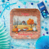 Happy Thanksgiving Modern Mooie Herfst Papieren Bordje (Feest)