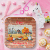 Happy Thanksgiving Modern Mooie Herfst Papieren Bordje (Feest)