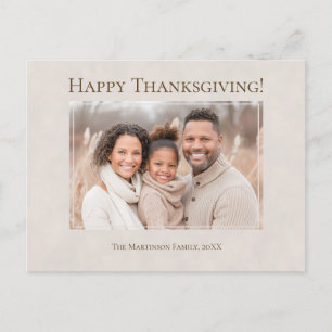 Happy Thanksgiving Modern Neutral Family Foto Feestdagenkaart