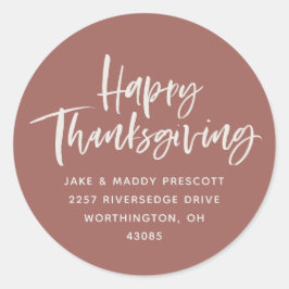 Happy Thanksgiving modern roos retouradres Ronde Sticker