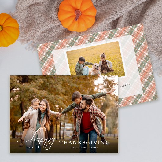 Happy Thanksgiving Modern Scrip Message 2 Foto Feestdagenkaart