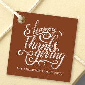 Happy Thanksgiving Modern Script Harvest Brown Bedankjes Labels