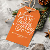 Happy Thanksgiving Modern Script Harvest Oranje Cadeaulabel