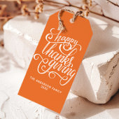 Happy Thanksgiving Modern Script Harvest Oranje Cadeaulabel