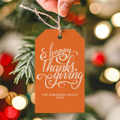 Happy Thanksgiving Modern Script Harvest Oranje Cadeaulabel