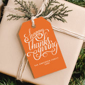 Happy Thanksgiving Modern Script Harvest Oranje Cadeaulabel