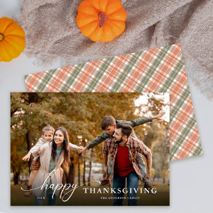 Happy Thanksgiving Modern Script Volledige foto Feestdagenkaart