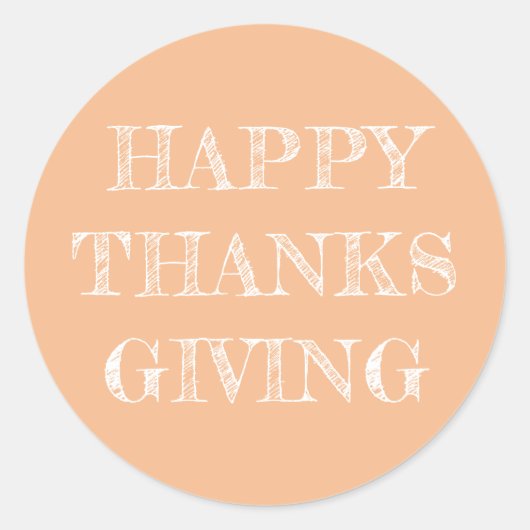 Happy Thanksgiving Modern Simple Pumpkin-Sinaasapp Ronde Sticker (Voorkant)