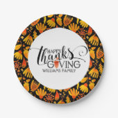 Happy Thanksgiving Modern Typografie Papieren Bordje (Voorkant)