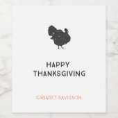 Happy Thanksgiving Modern Wine Labels Wijn Etiket (Enkel label)