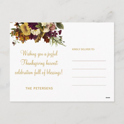 Happy Thanksgiving moderne herfst bloemige Thanksg Feestdagenkaart (Achterkant)