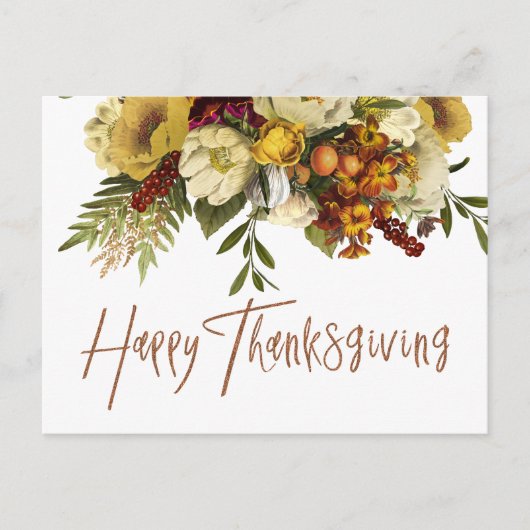 Happy Thanksgiving moderne herfst bloemige Thanksg Feestdagenkaart (Voorkant)