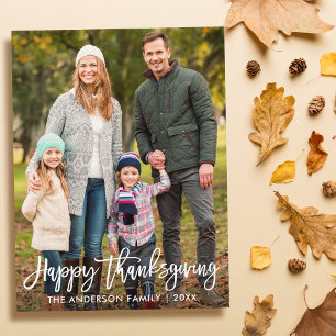 Happy Thanksgiving Moderne penseelfoto Briefkaart