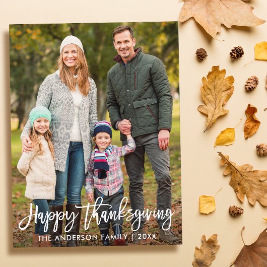 Happy Thanksgiving Moderne penseelfoto Briefkaart