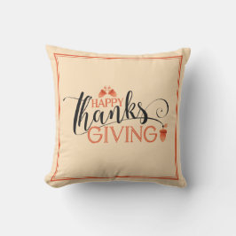 Happy Thanksgiving Moderne Zwart & Rood Typografie Buitenkussen