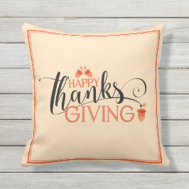 Happy Thanksgiving Moderne Zwart & Rood Typografie Buitenkussen