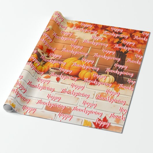 Happy Thanksgiving Mooie Herfst Cadeaupapier (Uitgerold)