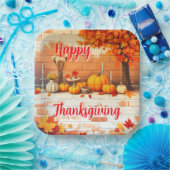 Happy Thanksgiving Mooie Herfst Papieren Bordje (Feest)