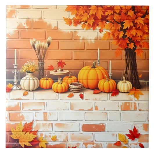 Happy Thanksgiving Mooie Herfst Tegeltje (Voorkant)