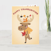 Happy Thanksgiving Moose Fall Leaves Kaart (Voorkant)