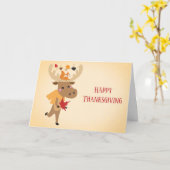 Happy Thanksgiving Moose Squirrel Colorful Kaart (Gele Bloem)
