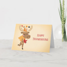 Happy Thanksgiving Moose Squirrel Colorful Kaart