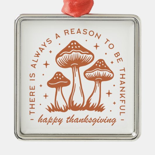 Happy thanksgiving mushroom whimsical terracotta metalen ornament (Voorkant)