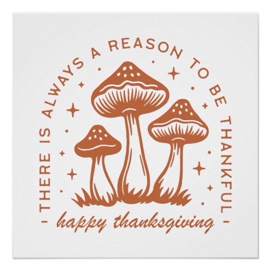 Happy thanksgiving mushroom whimsical terracotta perfect poster (Voorkant)