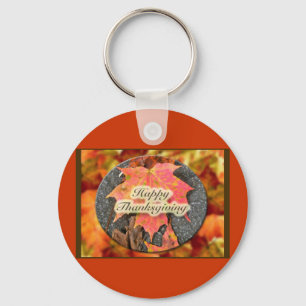 Happy Thanksgiving-najaar Maple Leaf-reeks Sleutelhanger