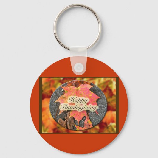 Happy Thanksgiving-najaar Maple Leaf-reeks Sleutelhanger (Voorkant)