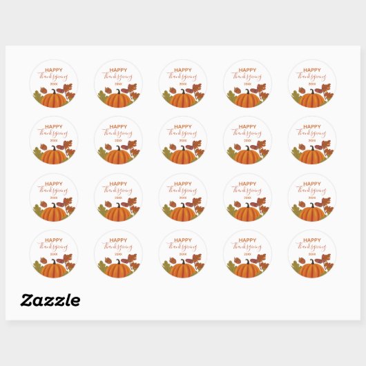 Happy Thanksgiving-najaarkleuren Ronde Sticker (Vel)