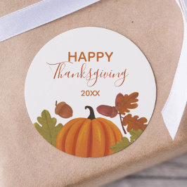 Happy Thanksgiving-najaarkleuren Ronde Sticker