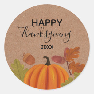 Happy Thanksgiving-najaarkleuren Ronde Sticker