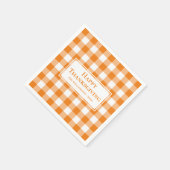 Happy Thanksgiving Name Oranje White Gingham Check Servet (Hoek)