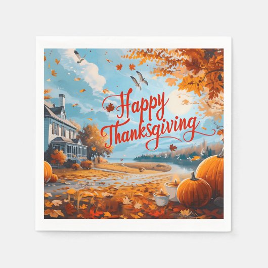 Happy Thanksgiving Napkins Servet (Voorkant)
