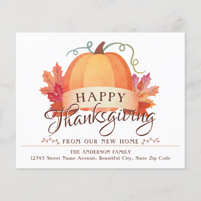 Happy Thanksgiving New Address Home Pumpkin Moving (Voorkant)