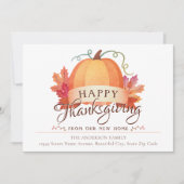 Happy Thanksgiving New Address Home Pumpkin Moving Aankondiging (Voorkant)