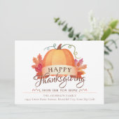 Happy Thanksgiving New Address Home Pumpkin Moving Aankondiging (Staand voorkant)