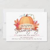 Happy Thanksgiving New Address Home Pumpkin Moving Aankondiging (Voorkant)